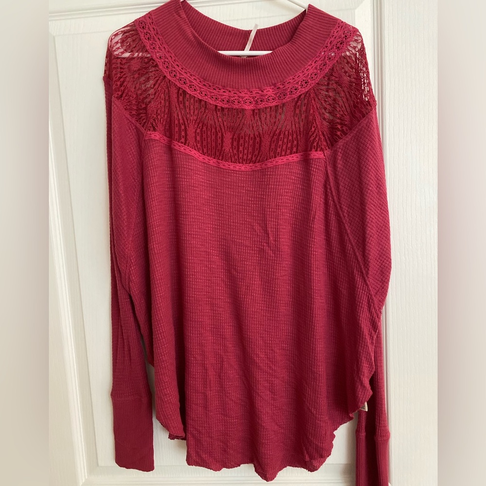Red long sleeve free people shirt
